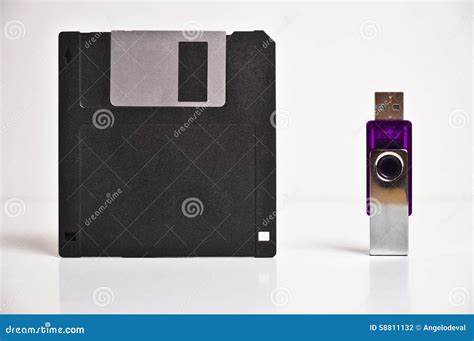 Floppy Disk Diskette and USB Flash Drive Memory Stick Stock Photo - Image of backup, computer ...
