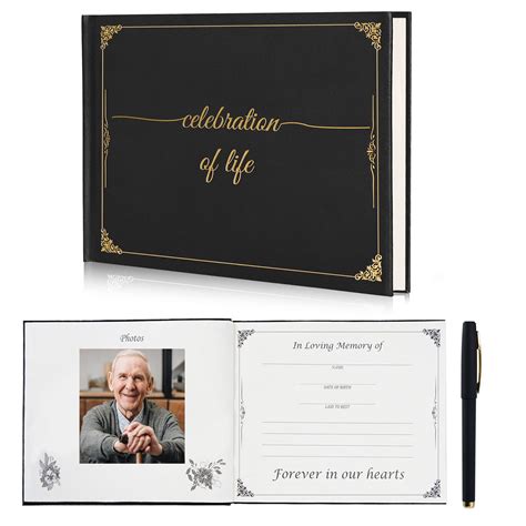 Amazon.com: C2U Funeral Guest Book for Memorial Service - Celebration ...