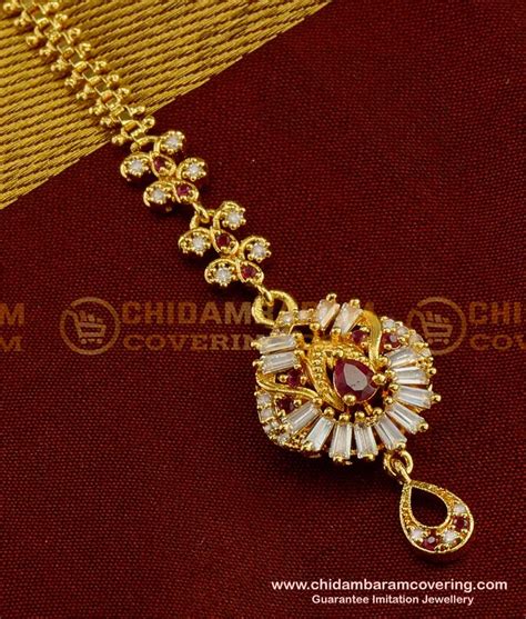Buy Gold Plated Full Stone Maang Tikka Designs for Girls