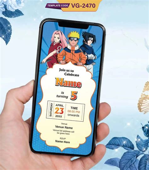 Naruto Birthday Invitation | Anime Theme Kids Party E-Invite | VG-2470 ...