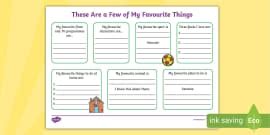 My Favourite Things Worksheet - Primary Resources