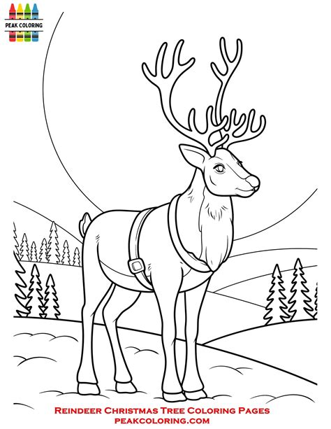 Christmas Reindeer Coloring Pages Cute Tree and Santa Printable