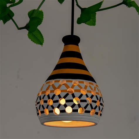 Buy 'Honey Comb' Terracotta Hand-Painted Hanging Lamp - Artysta Gallery ...