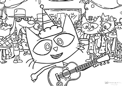 Pete The Cat Guitar Coloring Page