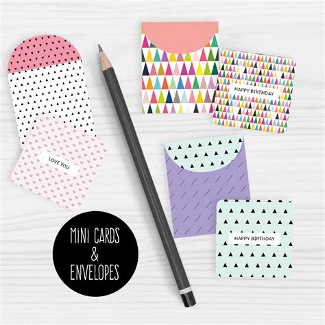 Mini note cards and envelopes set of 9 mini cards - free printable
