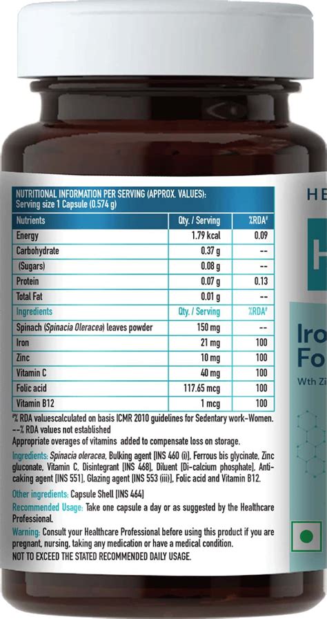 Buy HEALTHKART IRON + FOLIC ACID - 60 CAPSULES Online & Get Upto 60% ...