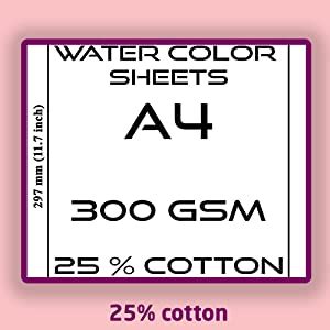 LRS Cold Pressed Water Color Sheets Artist Grade - 25% Cotton - 300GSM ...