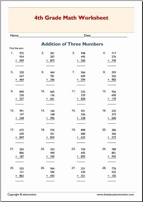 Image result for Worksheet Math 3 Addends