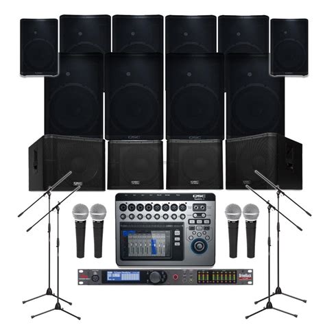 Pub Sound System with 10xQSC CP-12 Wall Mount Loudspeakers, 4xSubwoofe ...