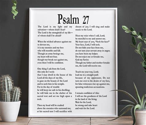 Psalm 27 Print Psalm 27 Bible Poster Bible Decor Bible Wall Art Psalm ...
