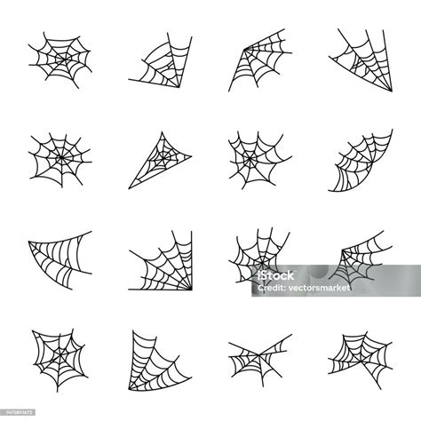 Pack Of Spider Web Designs Hand Drawn Vectors Stock Illustration ...