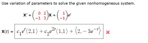 Image result for Homogeneous Solution to Variation of Parameters
