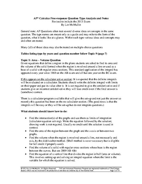 Topical Review of All Past AP FRQs - © 2013 by Lin McMullin, All Rights ...