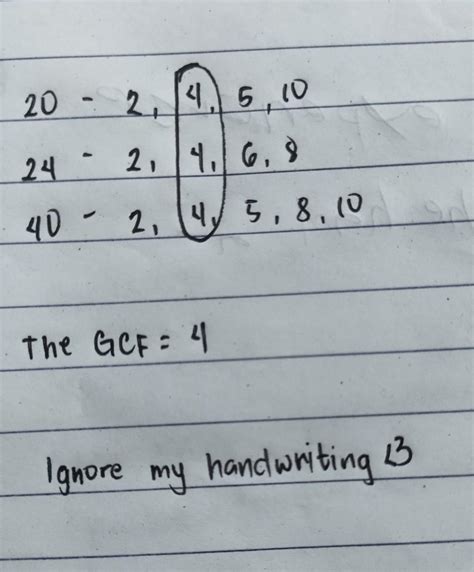 what is the gcf of 20 24 and 40?ANSWER (4) - Brainly.ph