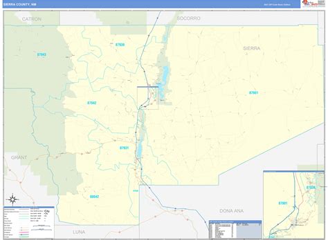 Sierra County, NM Zip Code Wall Map Basic Style by MarketMAPS ...