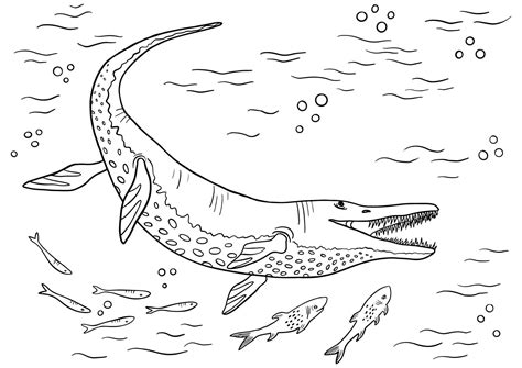 Dinosaur with Fishes coloring page - Download, Print or Color Online ...