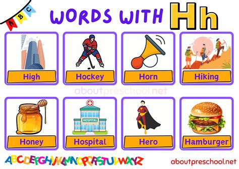 Words That Start With H - About Preschool