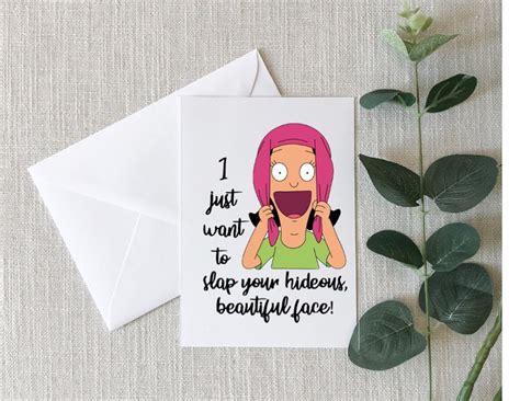 Buy Louise Belcher Sarcastic Love Slap Card Online in India - Etsy