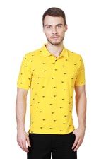 Buy Men Yellow Print Polo Neck T-shirt Online - 165113 | Van Heusen