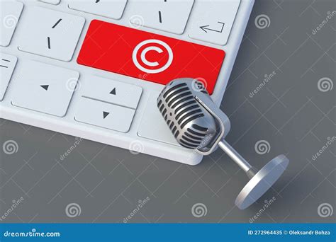 Copyright Symbol on Red Keyboard Button Near Microphone Stock ...