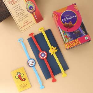 CraftVatika Kids Rakhi Chocolate Gift for Brother Boy, Rakhi Set of 3 ...