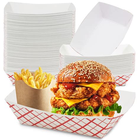 Buy [250 Pack] 5 lb Heavy Duty Disposable Red Check Paper Food Trays ...