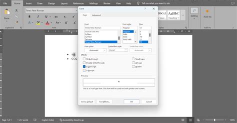Image result for Superscript in Word