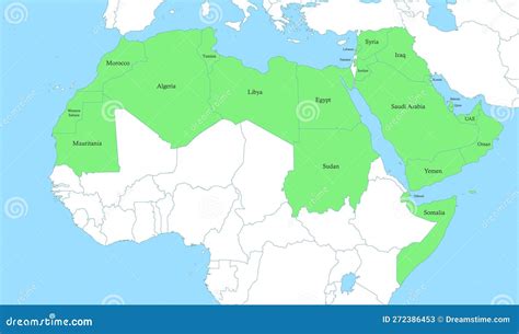 Map Of MENA Region With Borders Of The States Stock Photo ...