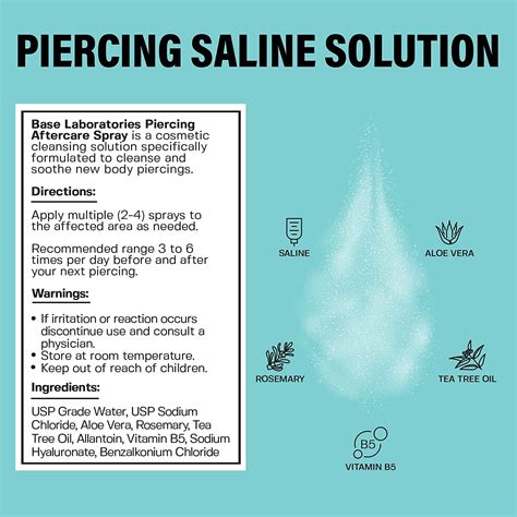 Base Labs Piercing Aftercare Spray Kit - Nose & Ear Piercing Cleaner ...