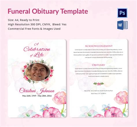 FREE 11+ Sample Funeral Obituary Templates in PDF | PSD | MS Word