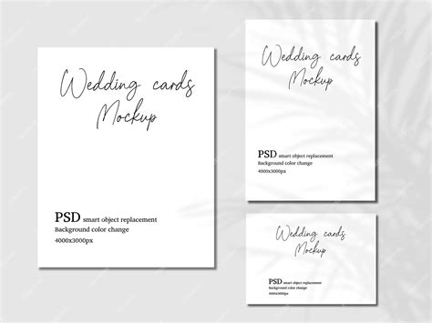Premium PSD | Wedding cards mockup Blank card mockup