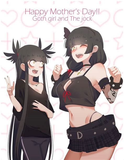 two anime girls with long black hair and horns on their heads, one is ...