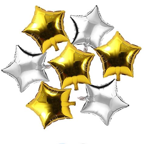 AMFIN® (Pack of 25) 9 Inch Small Star Shape Gold and Silver Foil ...