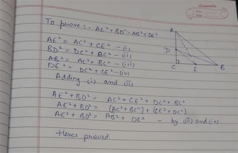 D and E are points on side CA & CB respectively of a triangle ABC right ...