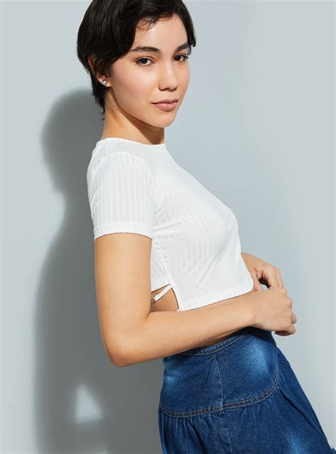 Buy ALAYA F x URB_N Women Striped Crop Top Online at just Rs. 599.0 ...