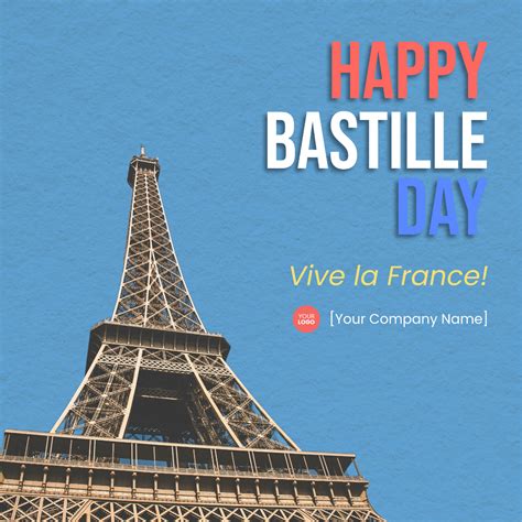 Free Happy Bastille Day Social Media Template to Edit Online