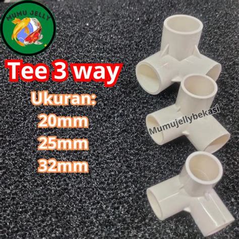 Jual fitting 3 way tee 3 way sambungan pipa tee Elbow tee kaki 3-white ...