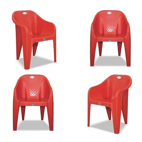 ARLAVYA AVRO Seris Plastic Chair Set of 4, Ergonomic Design, Brown ...