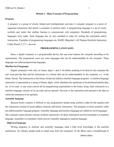 Unit 1 - C programming Notes - Module 1 – Basic Concepts of Programming ...