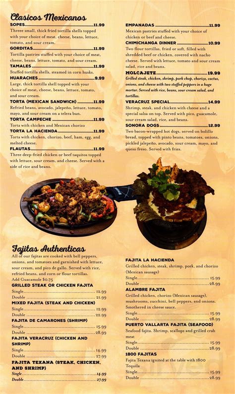 La Hacienda Mexican Grill menu in Chesapeake, Virginia, USA