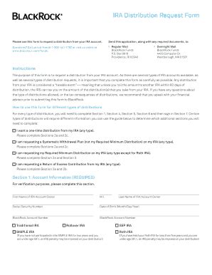 Fillable Online IRA Distribution Request Form - BlackRock Fax Email ...