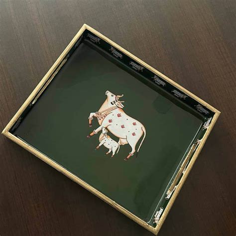 Shop Green Square Pichwai Tray Online | Wemy