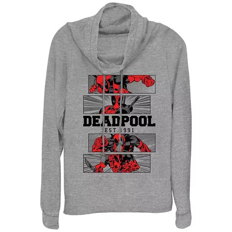 Plus Size Marvel Deadpool Est. 1991 Cowlneck Graphic Lightweight Long ...