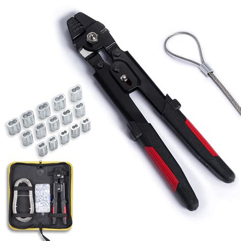Buy Wire Rope Crimping Tool with 150 Pcs 3 Sizes 1.2/1.5/2mm Aluminum ...