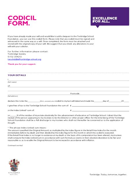 Fillable Online Foundation, you can use this codicil form Fax Email ...