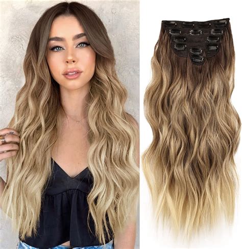 Amazon.com : NAYOO Clip in Hair Extensions for Women 20 Inch Long Wavy ...