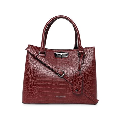 Accessorize London Women's Maroon Carolina Satchel Bag with Adjustable ...