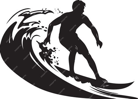 Premium Vector | Seaside Glide Black Vector Surfing Symbolism Riding ...