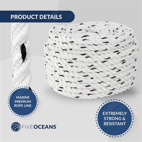 Buy Five Oceans FO4487-M150 Marine Premium 3-Strand Nylon Rope Line 9/ ...