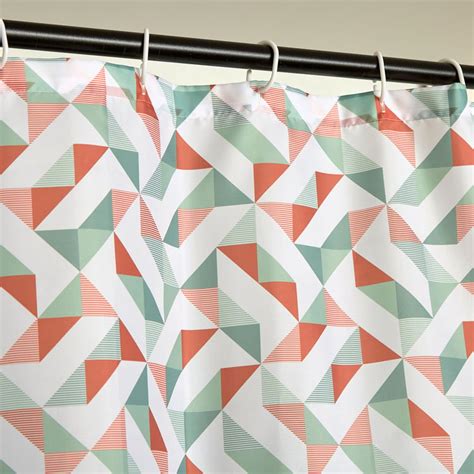 Buy Mekong Apex Geometric Print Shower Curtain with Rings - 180x180cm ...